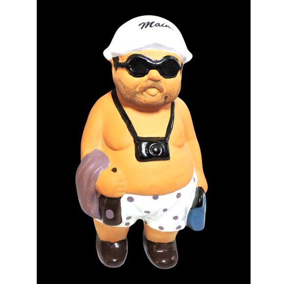 Pair Of Ceramic Figures With Cameras Man Elephant Home Decor Whimsical Maine - Picture 2 of 11